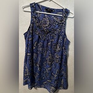 Style & Co sleeveless blue floral Embellished size 14 blouse
